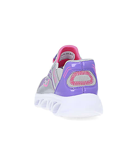 360 degree animation of product Girls Purple Skechers Flexible Heel Trainers frame-8