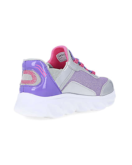 360 degree animation of product Girls Purple Skechers Flexible Heel Trainers frame-12