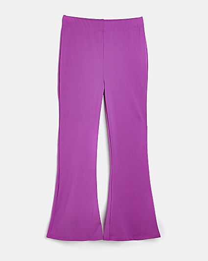 Girls purple slinky flared trousers