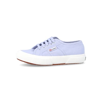 360 degree animation of product Girls purple superga laceup trainers frame-2