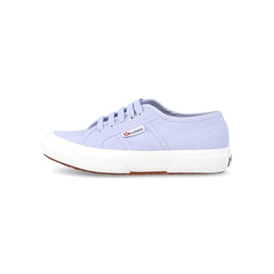 360 degree animation of product Girls purple superga laceup trainers frame-3