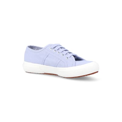 360 degree animation of product Girls purple superga laceup trainers frame-17