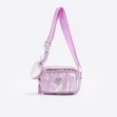 Girls Purple Tie Dye Marble Cross Body Bag