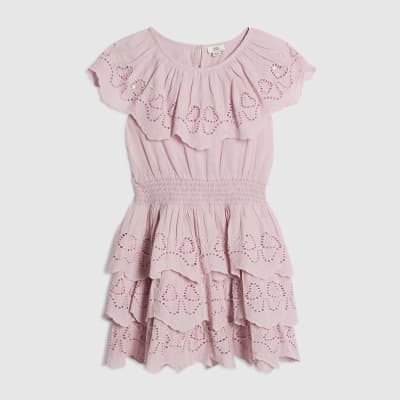 Girls Purple Tiered Beaded Playsuit