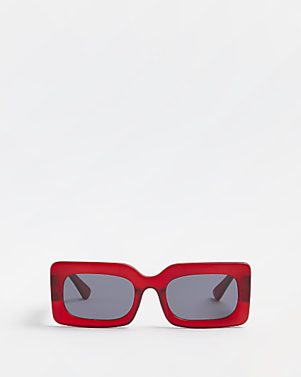 Girls red 90s rectangle sunglasses
