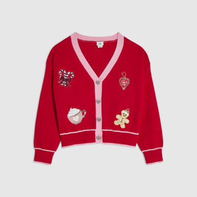 Girls Red Christmas Cardigan