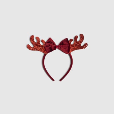 Girls Red Christmas Reindeer Antlers