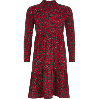 river island red floral dress