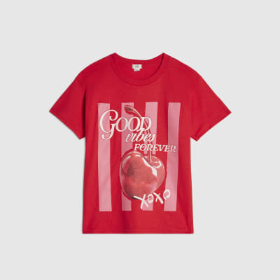 Girls Red Good Vibes Cherry T-shirt