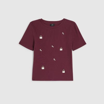 Girls Red Handbag Charms T-Shirt