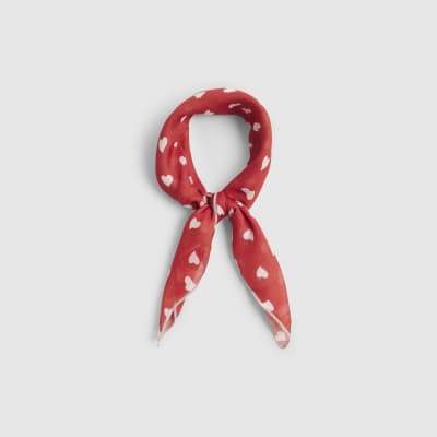 Girls Red Heart Printed Tie Headband