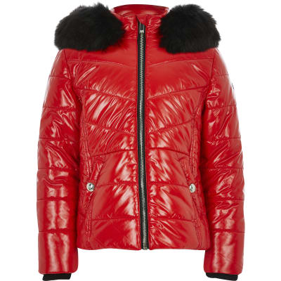 long high shine padded coat