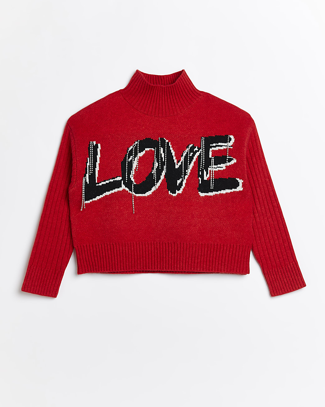 Girls red 'Love' embellished jumper