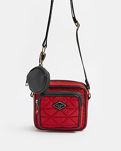 Girls red RI quilted cross body bag