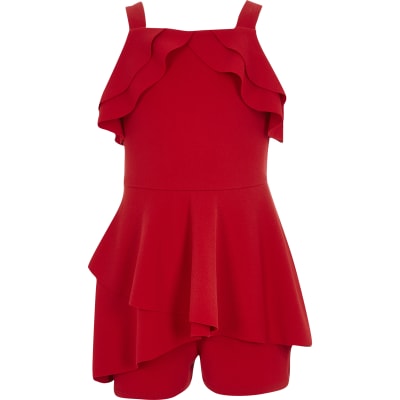 red ruffle playsuit