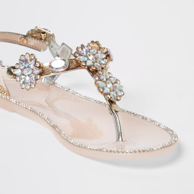 rose gold embellished sandals