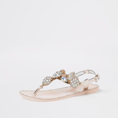 rose gold embellished sandals