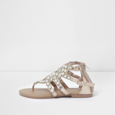 girls rose gold sandals