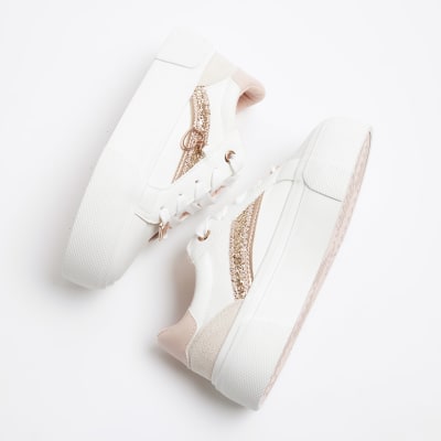 River island rose gold hot sale trainers