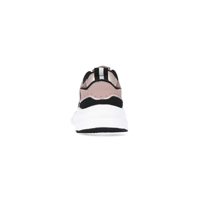 360 degree animation of product Girls Rose Gold Metallic Mesh Runner trainers frame-9