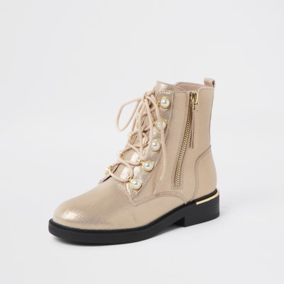 girls rose gold boots