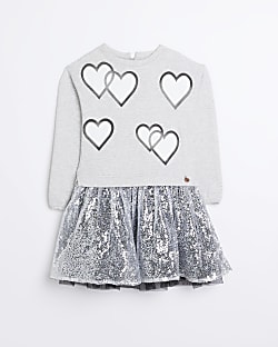 Girls Silver Angel & Rocket Heart Tutu Dress