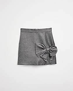Girls Silver bow detail skirt