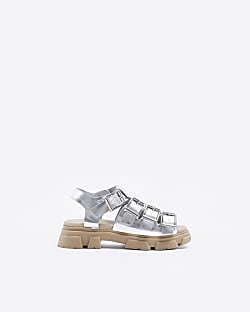 Girls silver chunky sandals
