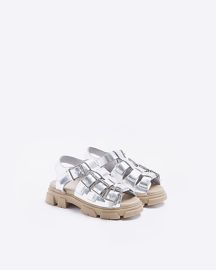 Girls silver chunky sandals
