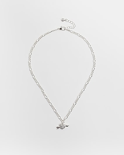 Girls Silver colour Heart Arrow Necklace
