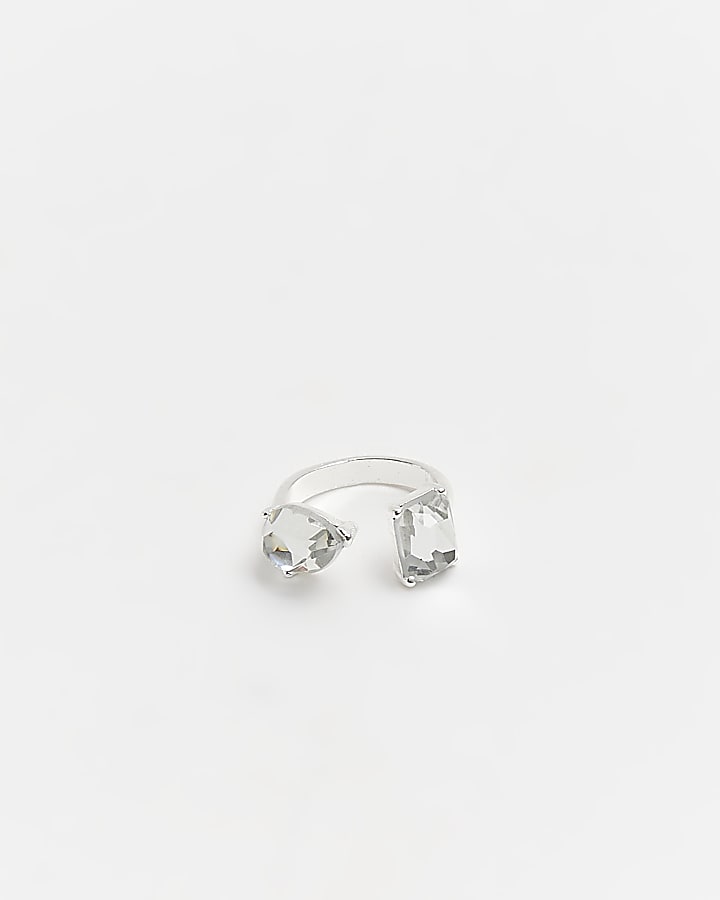 Girls silver colour rhinestone wrap ring