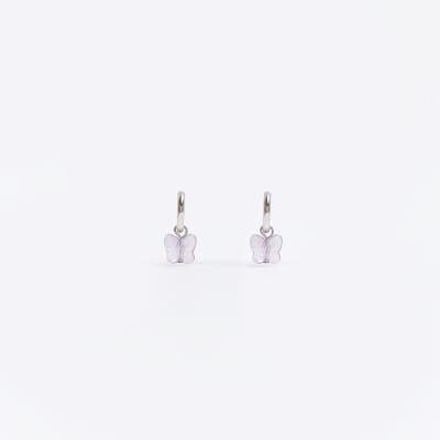 Girls Silver coloured Butterfly Stud Earrings