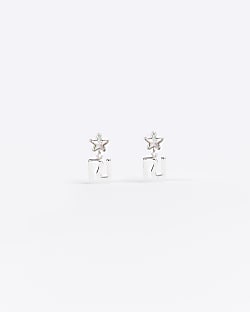 Girls Silver coloured RI Star Earrings