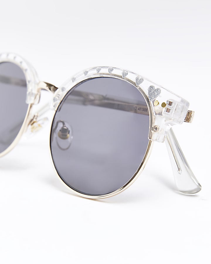 Girls silver glitter heart sunglasses