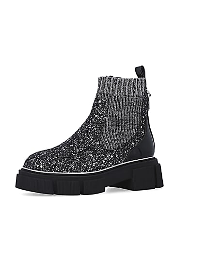 360 degree animation of product Girls Silver Glitter Sock Chelsea Boots frame-1