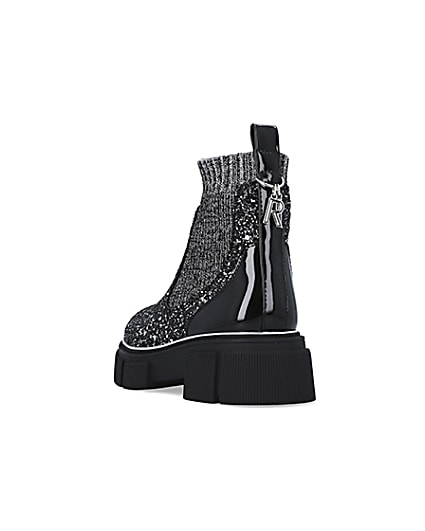 360 degree animation of product Girls Silver Glitter Sock Chelsea Boots frame-7