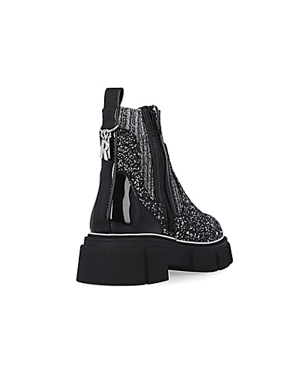 360 degree animation of product Girls Silver Glitter Sock Chelsea Boots frame-11