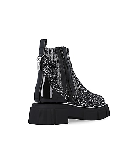 360 degree animation of product Girls Silver Glitter Sock Chelsea Boots frame-12