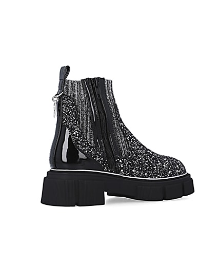 360 degree animation of product Girls Silver Glitter Sock Chelsea Boots frame-13