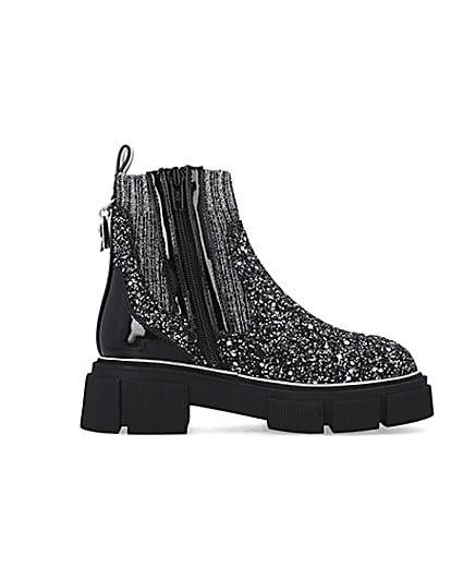 360 degree animation of product Girls Silver Glitter Sock Chelsea Boots frame-15
