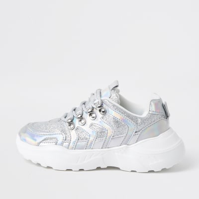 girls silver trainers