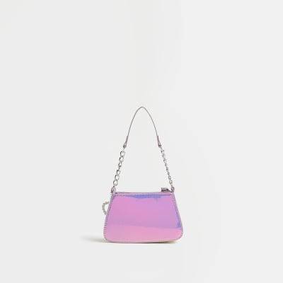Girls Silver Iridescent Micro Shoulder bag