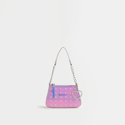 Girls Silver Iridescent Micro Shoulder bag