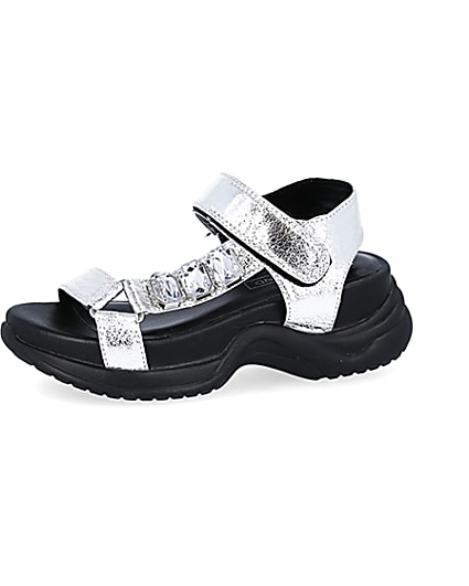 360 degree animation of product Girls silver jewel detail sandal frame-2