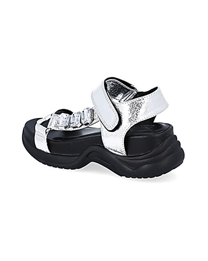 360 degree animation of product Girls silver jewel detail sandal frame-5