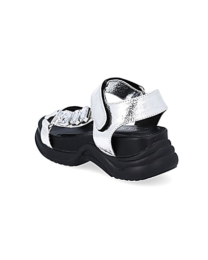 360 degree animation of product Girls silver jewel detail sandal frame-6
