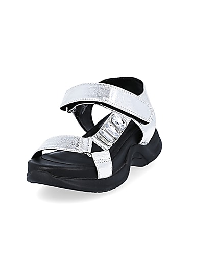 360 degree animation of product Girls silver jewel detail sandal frame-23