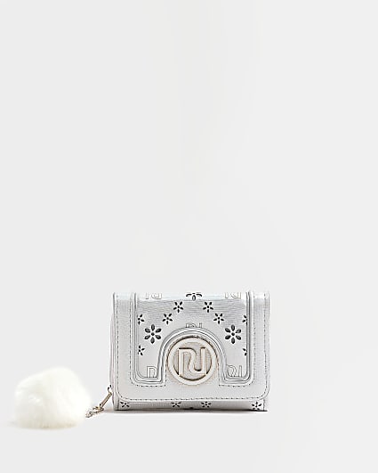 Girls silver laser cut monogram purse