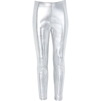 girls silver leggings