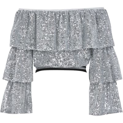 silver sequin top girls